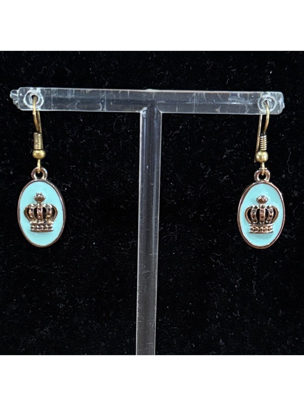 Juicy Couture Y2K Copper crown and mint green enamel earrings
